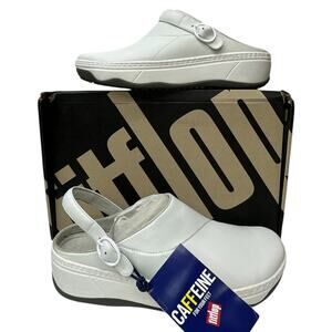 FitFlop Gogh Pro Superlight Leather Clogs Men's size 11 White